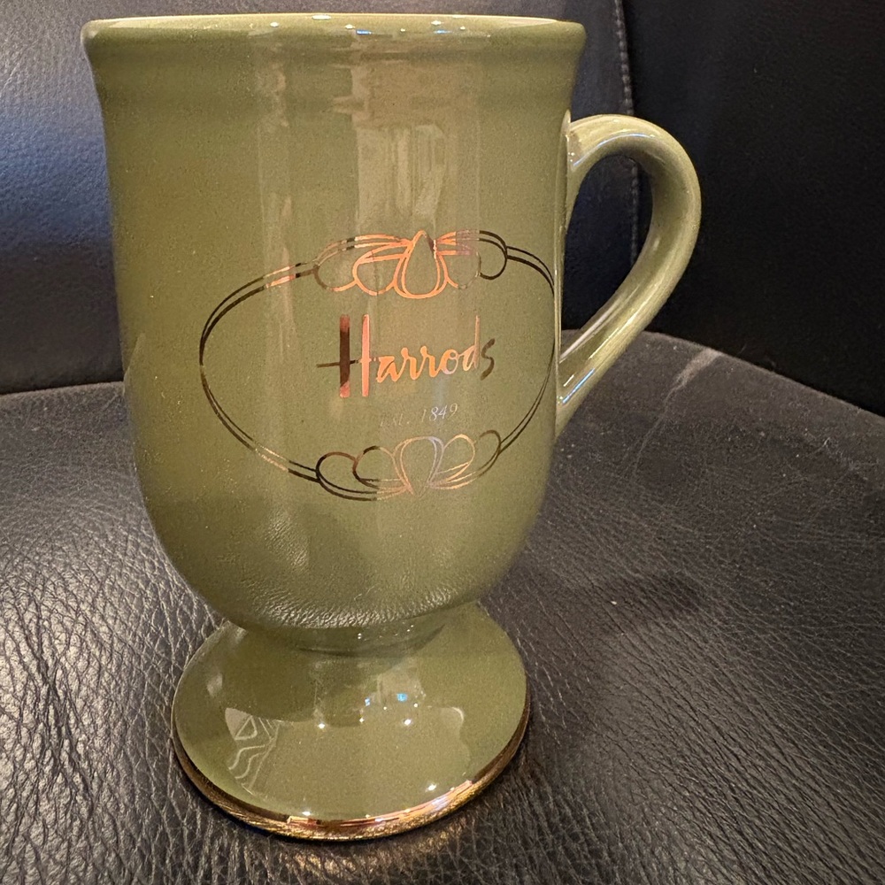 Harrods Forest Green Porcelain Mug with Gold Logo